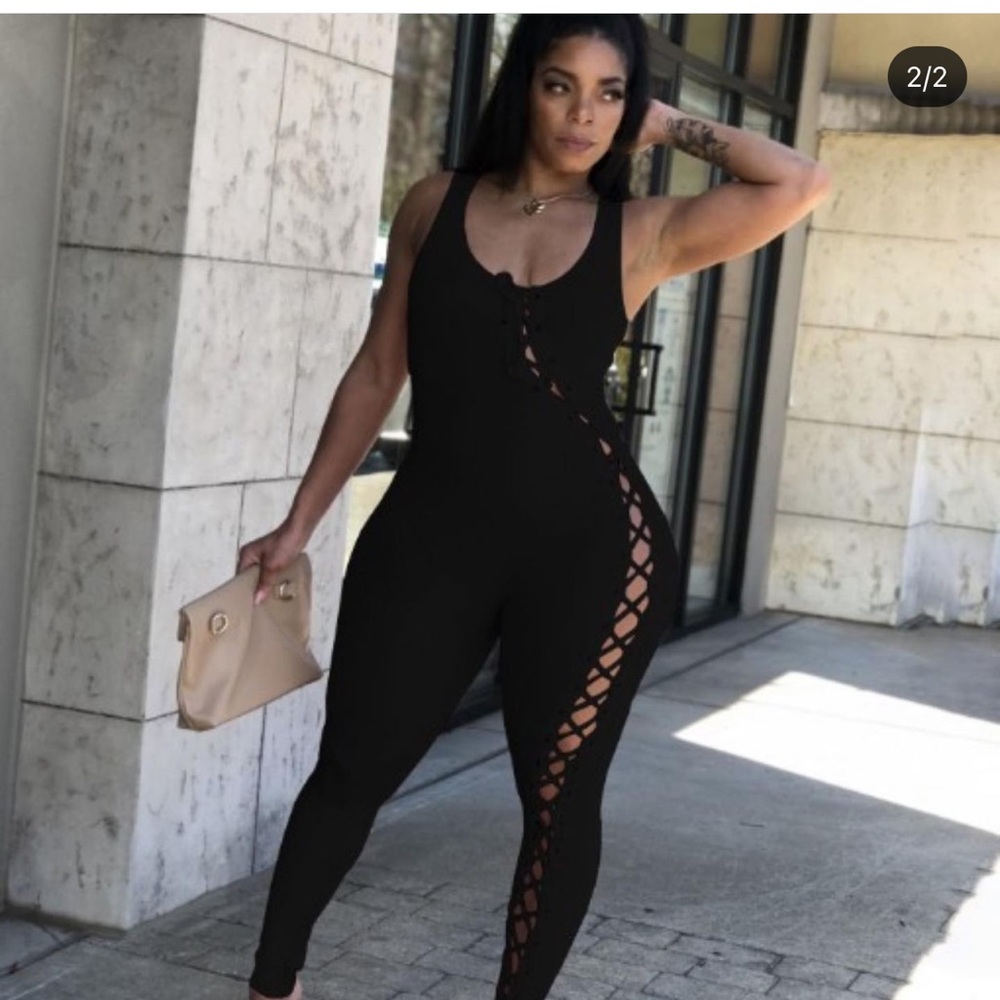 Jumpsuit,pink,black